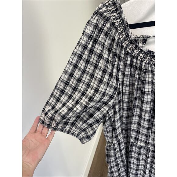 Old Navy Womens XL Plaid Retro Prairie Style Long Maxi Dress Pockets Breathable - Picture 4 of 12